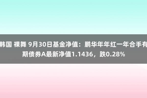 韩国 裸舞 9月30日基金净值：鹏华年年红一年合手有期债券A最新净值1.1436，跌0.28%