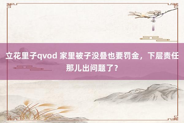 立花里子qvod 家里被子没叠也要罚金，下层责任那儿出问题了？