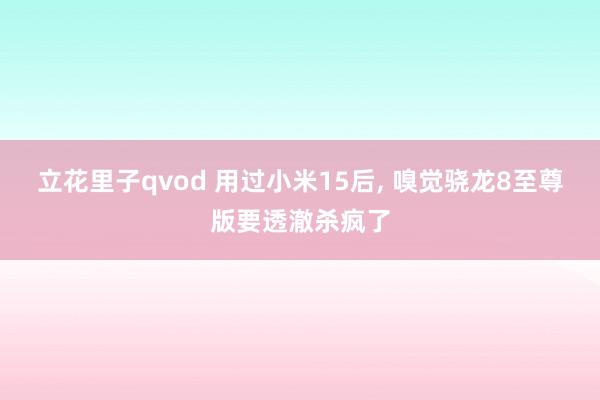 立花里子qvod 用过小米15后， 嗅觉骁龙8至尊版要透澈杀疯了