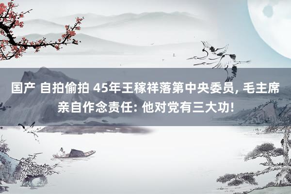 国产 自拍偷拍 45年王稼祥落第中央委员， 毛主席亲自作念责任: 他对党有三大功!