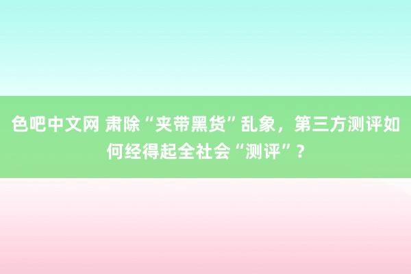 色吧中文网 肃除“夹带黑货”乱象，第三方测评如何经得起全社会“测评”？