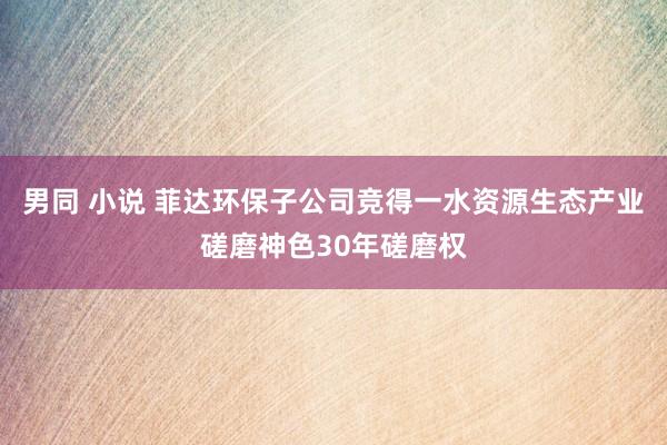 男同 小说 菲达环保子公司竞得一水资源生态产业磋磨神色30年磋磨权