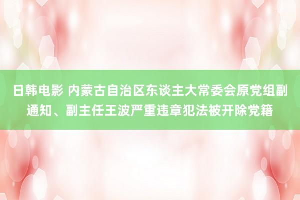 日韩电影 内蒙古自治区东谈主大常委会原党组副通知、副主任王波严重违章犯法被开除党籍