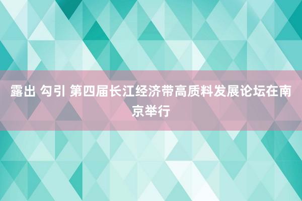 露出 勾引 第四届长江经济带高质料发展论坛在南京举行