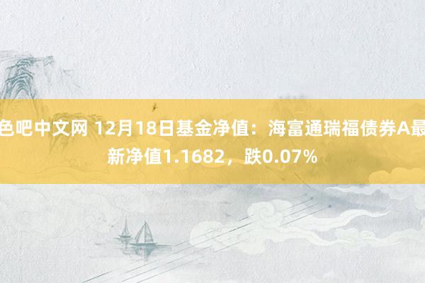 色吧中文网 12月18日基金净值：海富通瑞福债券A最新净值1.1682，跌0.07%