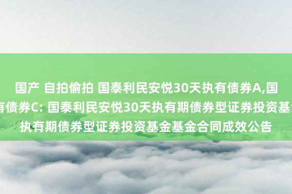 国产 自拍偷拍 国泰利民安悦30天执有债券A，国泰利民安悦30天执有债券C: 国泰利民安悦30天执有期债券型证券投资基金基金合同成效公告