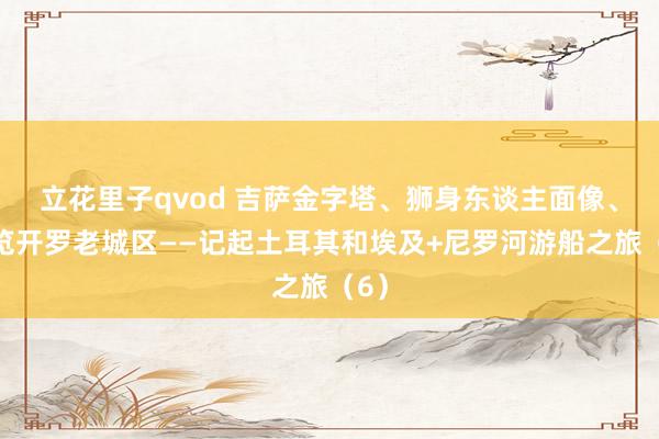 立花里子qvod 吉萨金字塔、狮身东谈主面像、游览开罗老城区——记起土耳其和埃及+尼罗河游船之旅（6）