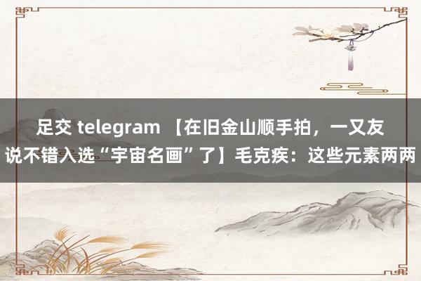 足交 telegram 【在旧金山顺手拍，一又友说不错入选“宇宙名画”了】毛克疾：这些元素两两