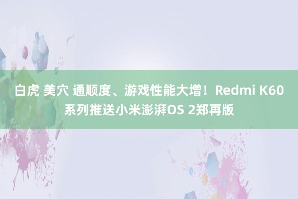 白虎 美穴 通顺度、游戏性能大增！Redmi K60系列推送小米澎湃OS 2郑再版