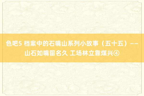 色吧5 档案中的石嘴山系列小故事（五十五）——山石如嘴留名久 工场林立靠煤兴④