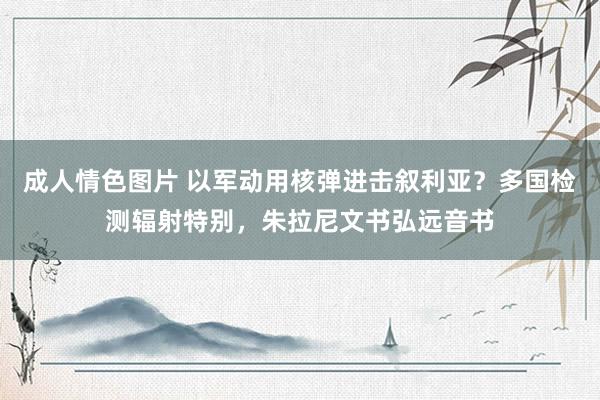 成人情色图片 以军动用核弹进击叙利亚？多国检测辐射特别，朱拉尼文书弘远音书