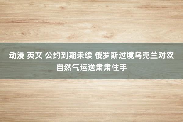 动漫 英文 公约到期未续 俄罗斯过境乌克兰对欧自然气运送肃肃住手