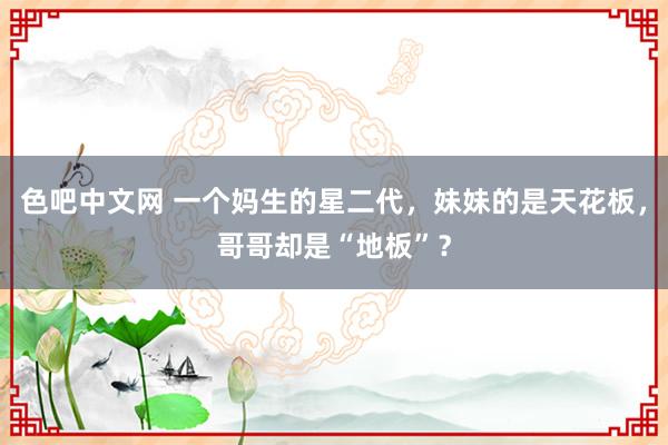 色吧中文网 一个妈生的星二代，妹妹的是天花板，哥哥却是“地板”？