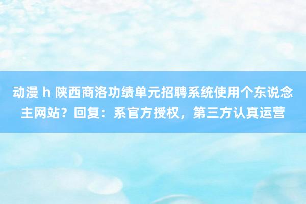 动漫 h 陕西商洛功绩单元招聘系统使用个东说念主网站？回复：系官方授权，第三方认真运营