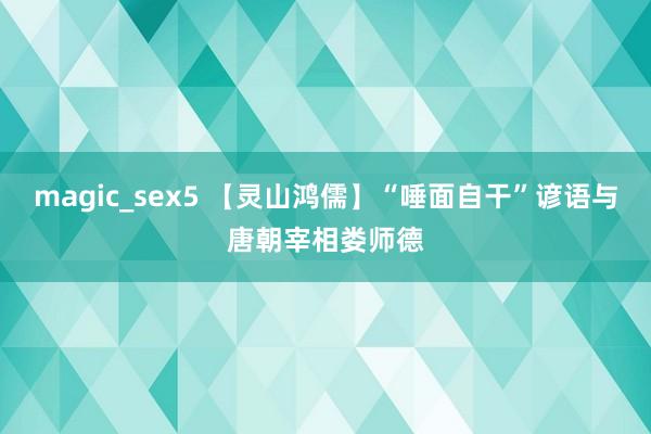 magic_sex5 【灵山鸿儒】“唾面自干”谚语与唐朝宰相娄师德